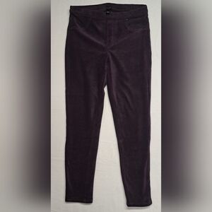 Dash M Stretch Corduroy Pull On Pants Elastic Waist Straight Slim Purple